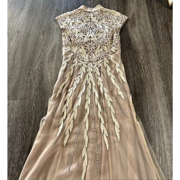 NWT Sue Wong Nocturne Nude Embroidered Sequin Gown Maxi Formal Dress Mandarin - Picture 8 of 16